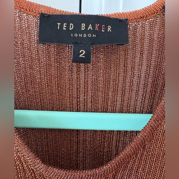 Ted Baker Women Brown Metallic Finish Racerback Tank Top - Picture 5 of 12